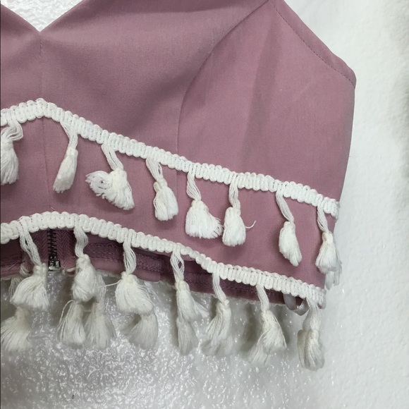 Sabo Skirt Fringe Pink Crop Top and Skirt Set - Picture 4 of 9